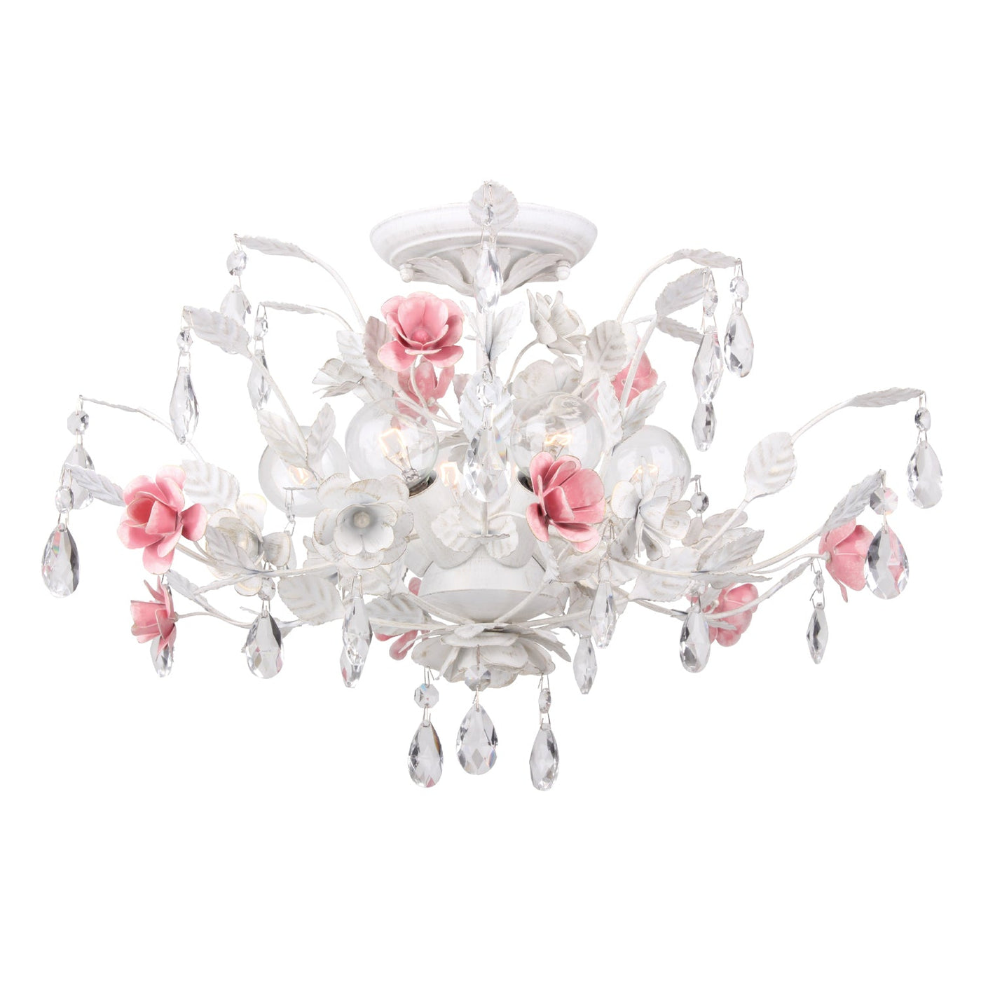 ##Antique Hardware## Lola 6 Light Wet White Semi Flush Mount