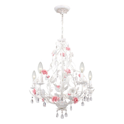 ##Antique Hardware## Lola 5 Light Wet White Chandelier