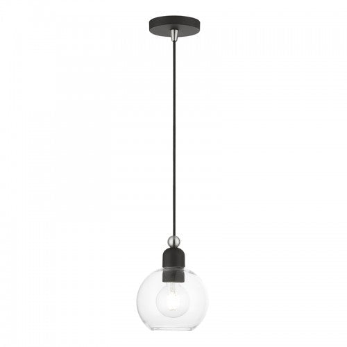 Antique Hardware 1 Light Black with Brushed Nickel Accents Sphere Mini Pendant Pendant