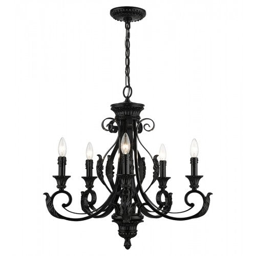 Antique Hardware 5 Light Shiny Black Chandelier Chandelier