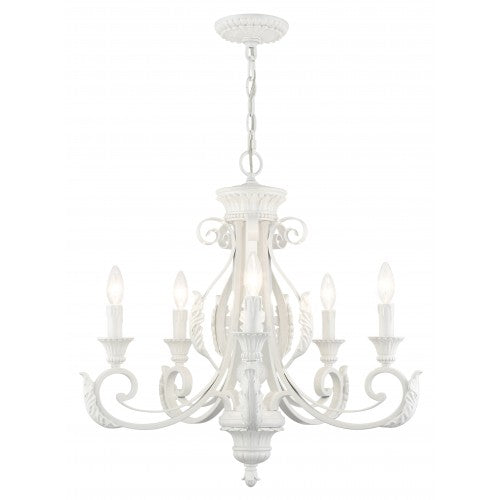 Antique Hardware 5 Light Shiny White Chandelier Chandelier