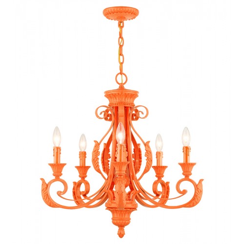 Antique Hardware 5 Light Shiny Orange Chandelier Chandelier