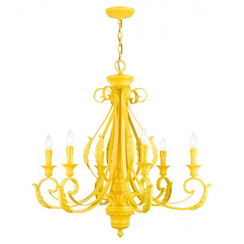 Antique Hardware 6 Light Shiny Yellow Large Chandelier Chandelier