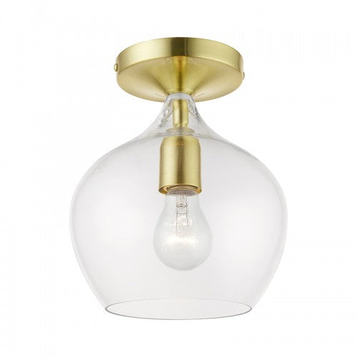 Antique Hardware 1 Light Satin Brass with Polished Brass Accent Semi-Flush Semi Flush