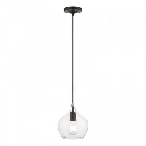 Antique Hardware 1 Light Black with Brushed Nickel Accent Pendant Pendant