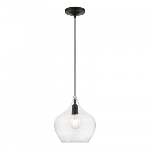 Antique Hardware 1 Light Black with Brushed Nickel Accent Pendant Pendant