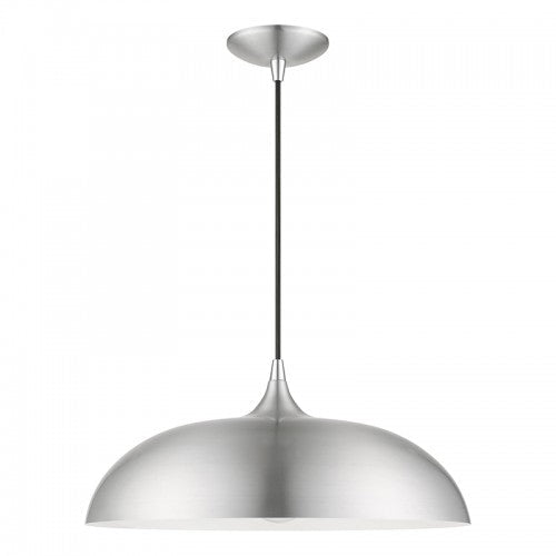 Antique Hardware 1 Light Brushed Aluminum with Polished Chrome Accents Pendant Pendant