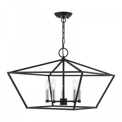 Antique Hardware 5 Light Black with Brushed Nickel Accents Chandelier Chandelier