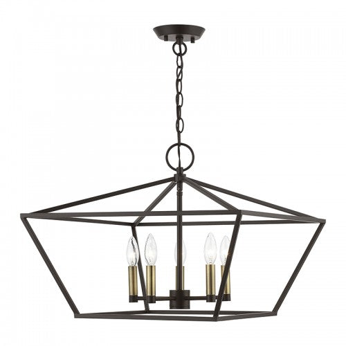 Antique Hardware 5 Light Bronze with Antique Brass Accents Chandelier Chandelier