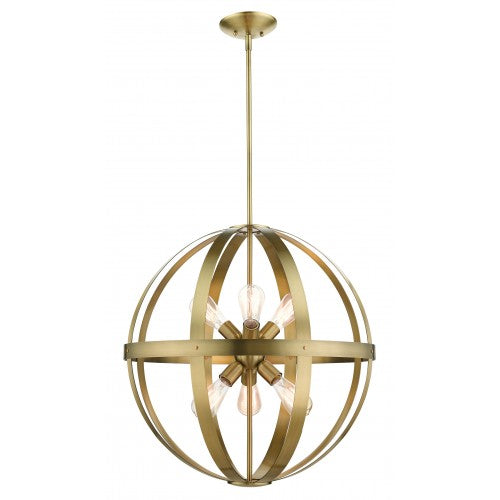 Antique Hardware 6 Light Antique Brass Pendant Chandelier Chandelier