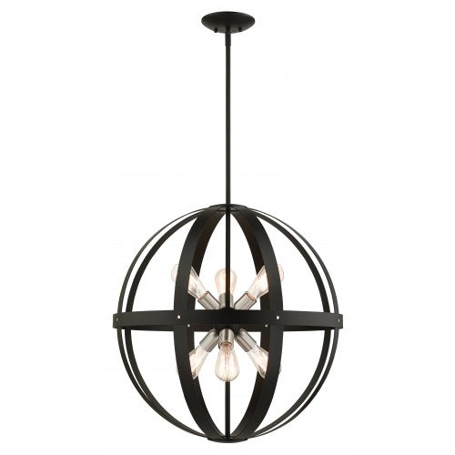 Antique Hardware 6 Light Textured Black Pendant Chandelier Chandelier