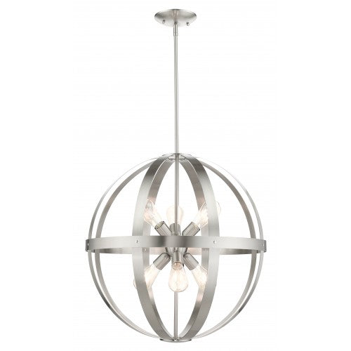 Antique Hardware 6 Light Brushed Nickel Pendant Chandelier Chandelier