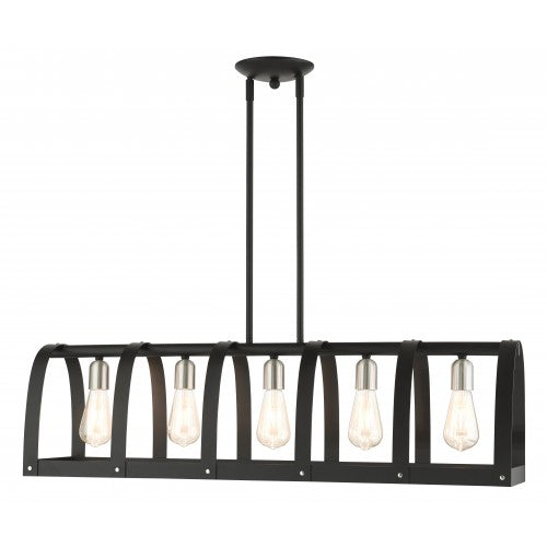 Antique Hardware 5 Light Textured Black Linear Chandelier Linear