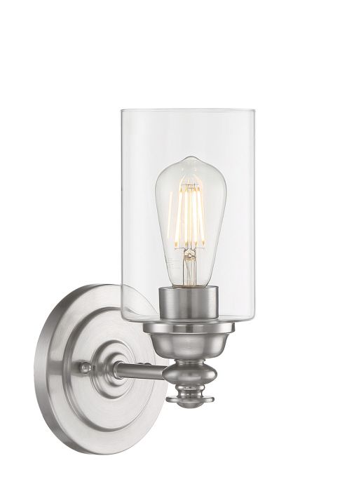 Antique Hardware Dardyn 1 Light Wall Sconce in Brushed Polished Nickel (Clear Glass) Wall Sconce