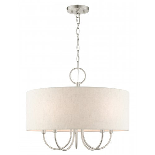 Antique Hardware 5 Light Brushed Nickel Pendant Chandelier Chandelier