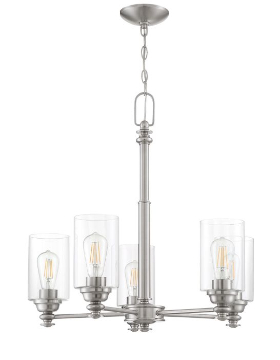 Antique Hardware Dardyn 5 Light Chandelier in Brushed Polished Nickel (Clear Glass) Chandelier