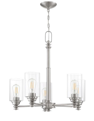 Antique Hardware Dardyn 5 Light Chandelier in Brushed Polished Nickel (Clear Glass) Chandelier