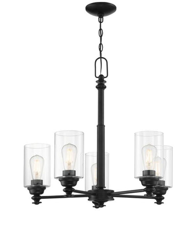 Antique Hardware Dardyn 5 Light Chandelier in Flat Black (Clear Glass) Chandelier