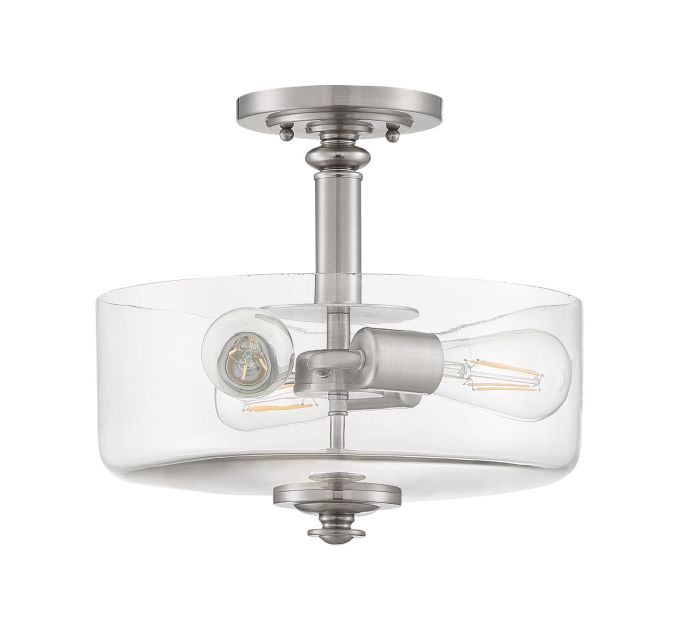 ##Antique Hardware## Dardyn 3 Light Convertible Semi Flush in Brushed Polished Nickel (Clear Glass)