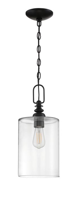 Antique Hardware Dardyn 1 Light Mini Pendant in Flat Black (Clear Glass) Pendant