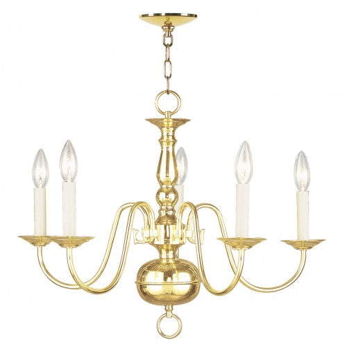 Antique Hardware 5 Light Polished Brass Chandelier Chandelier