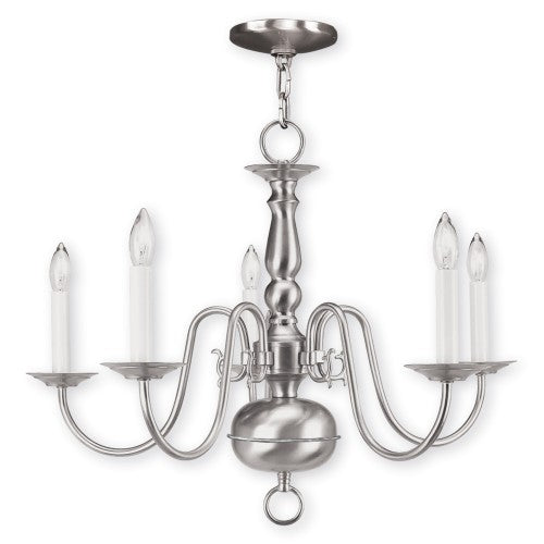 Antique Hardware 5 Light Brushed Nickel Chandelier Chandelier