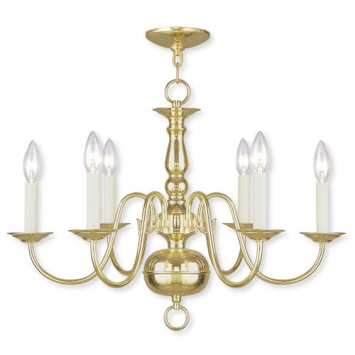 Antique Hardware 6 Light Polished Brass Chandelier Chandelier