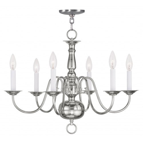 Antique Hardware 6 Light Polished Nickel Chandelier Chandelier