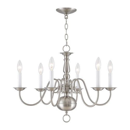 Antique Hardware 6 Light Brushed Nickel Chandelier Chandelier