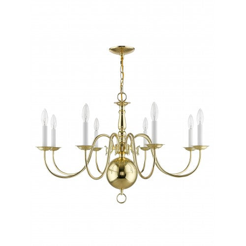 Antique Hardware 8 Light Polished Brass Chandelier Chandelier