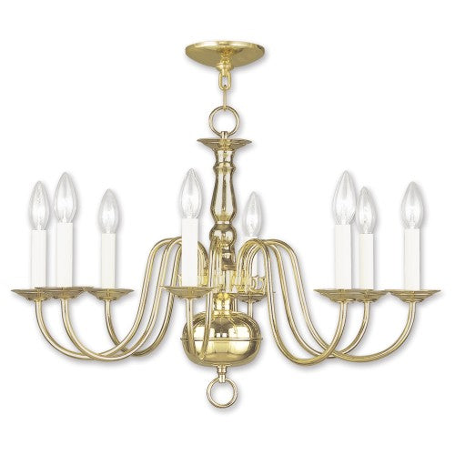 Antique Hardware 8 Light Polished Brass Chandelier Chandelier