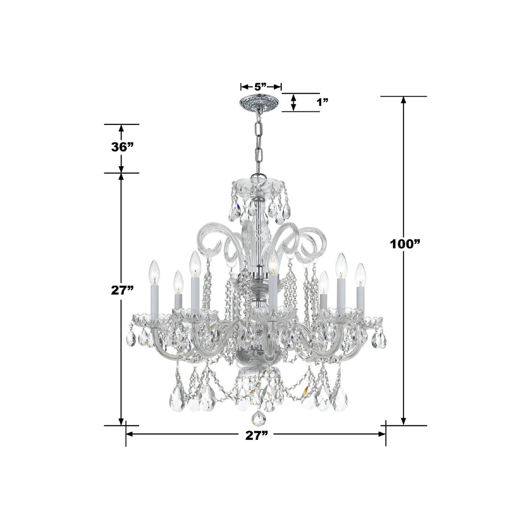 ##Antique Hardware## Traditional Crystal 8 Light Hand Cut Crystal Polished Chrome Chandelier