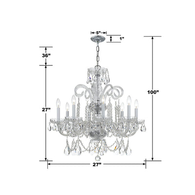 ##Antique Hardware## Traditional Crystal 8 Light Hand Cut Crystal Polished Chrome Chandelier