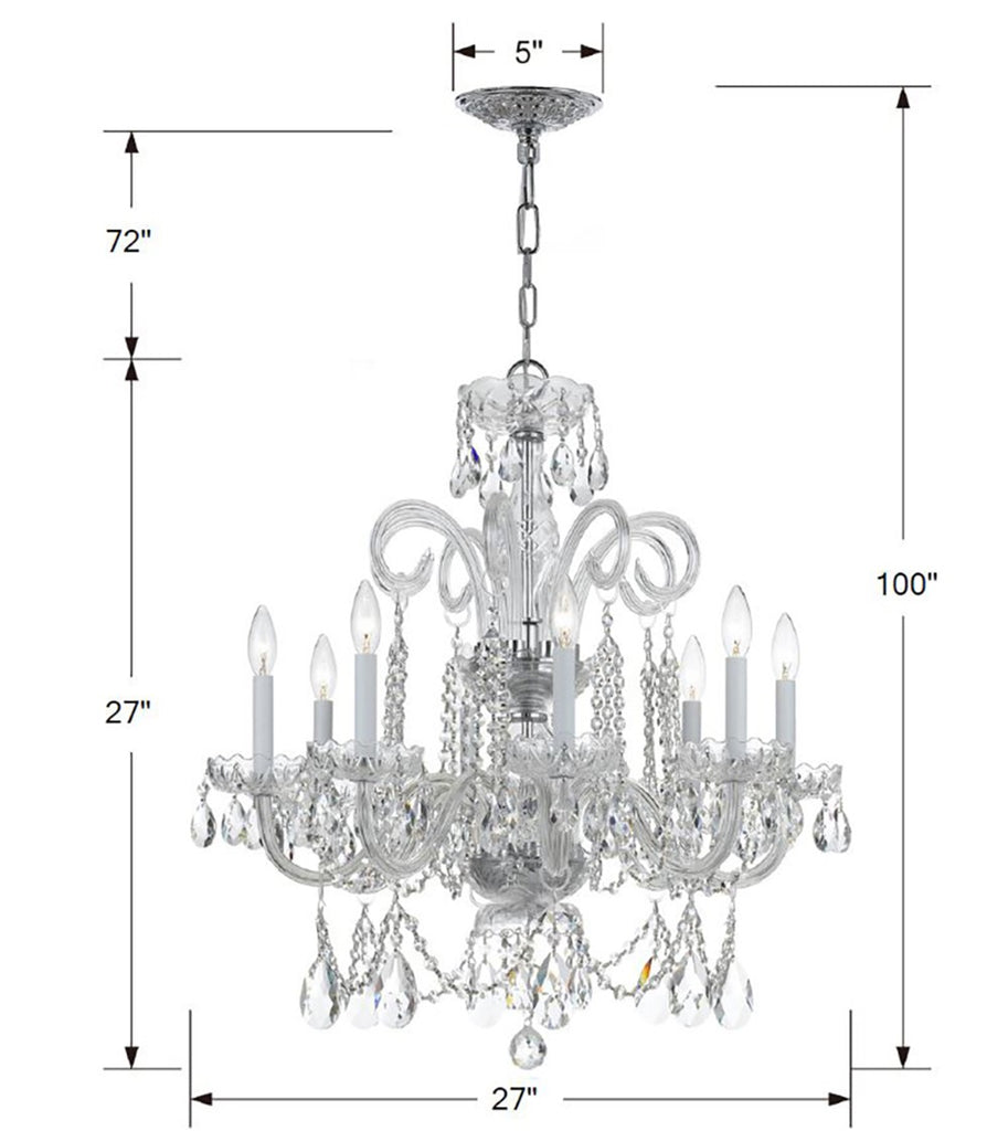 ##Antique Hardware## Traditional Crystal 8 Light Spectra Crystal Polished Chrome Chandelier