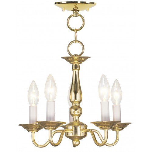 Antique Hardware 5 Light Polished Brass Chain Hang/Ceiling Mount Chandelier