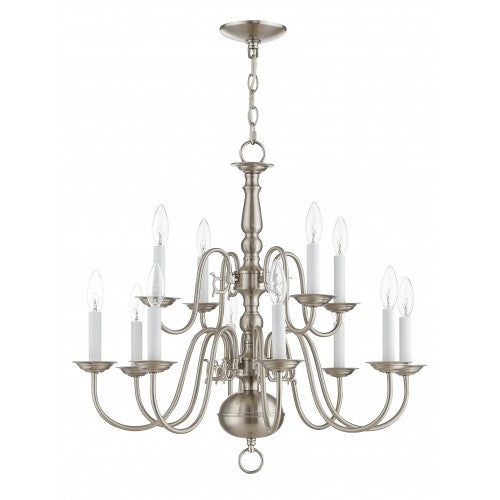 Antique Hardware 12 Light Brushed Nickel Chandelier Chandelier