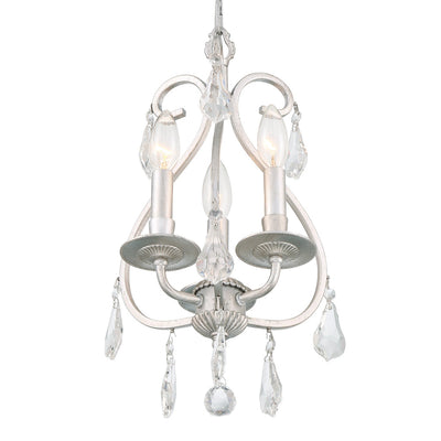 Antique Hardware Ashton 3 Light Hand Cut Crystal Olde Silver Mini Chandelier Chandelier