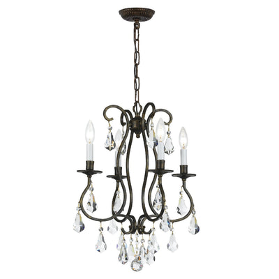 Antique Hardware Ashton 4 Light Swarovski Strass Crystal English Bronze Mini Chandelier Chandelier