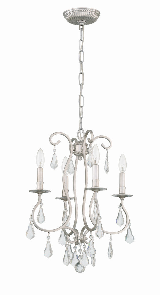 Antique Hardware Ashton 4 Light Hand Cut Crystal Olde Silver Mini Chandelier Chandelier