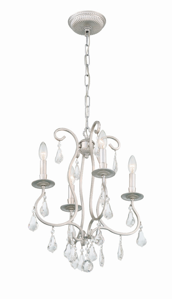 Antique Hardware Ashton 4 Light Hand Cut Crystal Olde Silver Mini Chandelier Chandelier