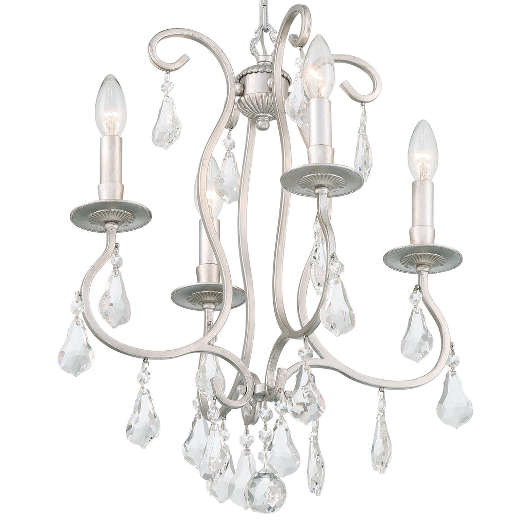 Antique Hardware Ashton 4 Light Hand Cut Crystal Olde Silver Mini Chandelier Chandelier