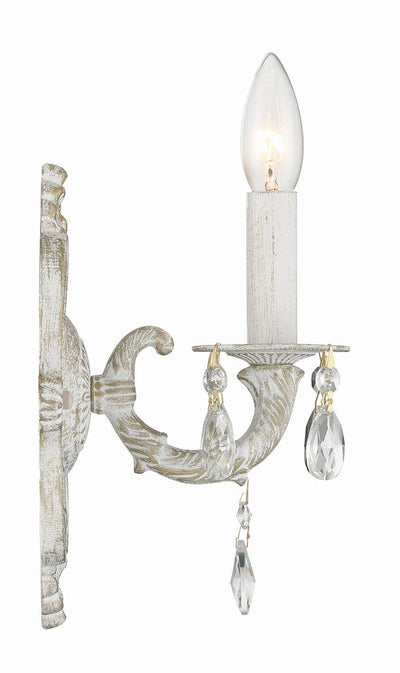 ##Antique Hardware## Paris Market 1 Light Clear Crystal Antique White Sconce