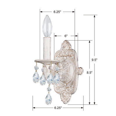 ##Antique Hardware## Paris Market 1 Light Clear Crystal Antique White Sconce