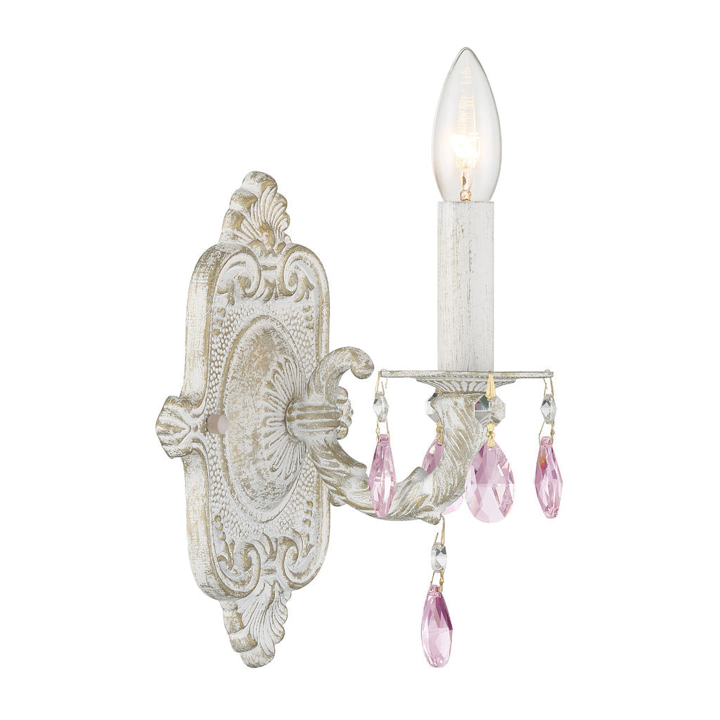 ##Antique Hardware## Paris Market 1 Light Clear Crystal Antique White Sconce