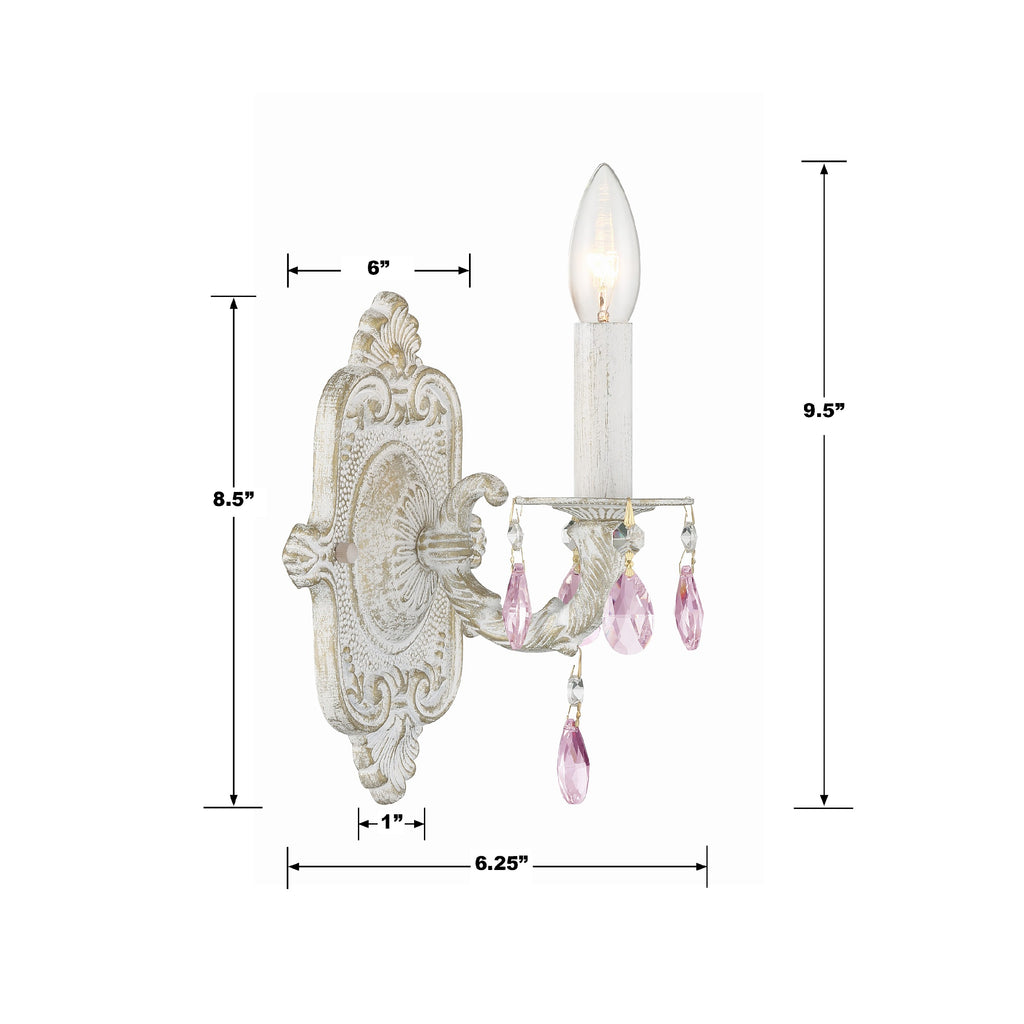 ##Antique Hardware## Paris Market 1 Light Rose Crystal Antique White Sconce