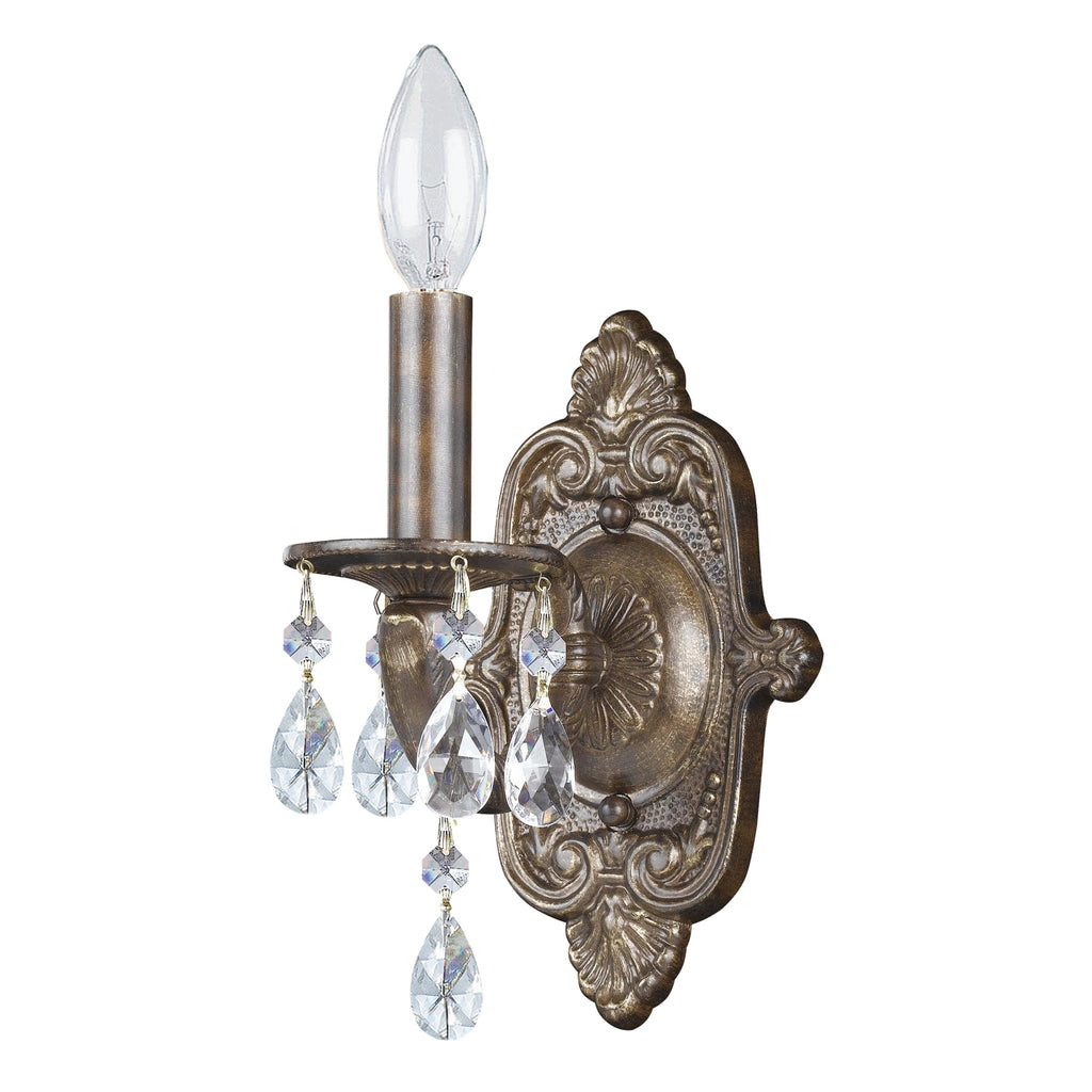 ##Antique Hardware## Paris Market 1 Light Rose Crystal Antique White Sconce