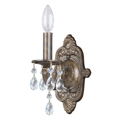 ##Antique Hardware## Paris Market 1 Light Rose Crystal Antique White Sconce