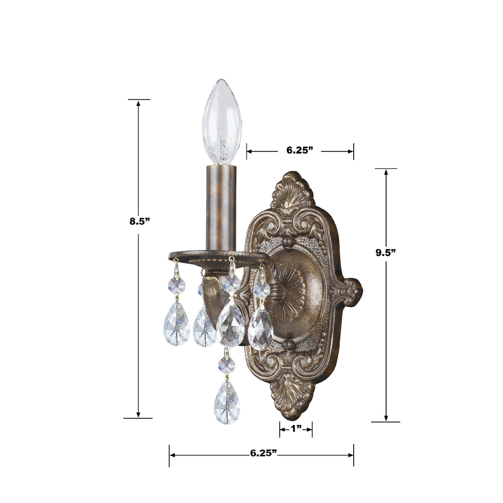 ##Antique Hardware## Paris Market 1 Light Clear Crystal Venetian Bronze Sconce