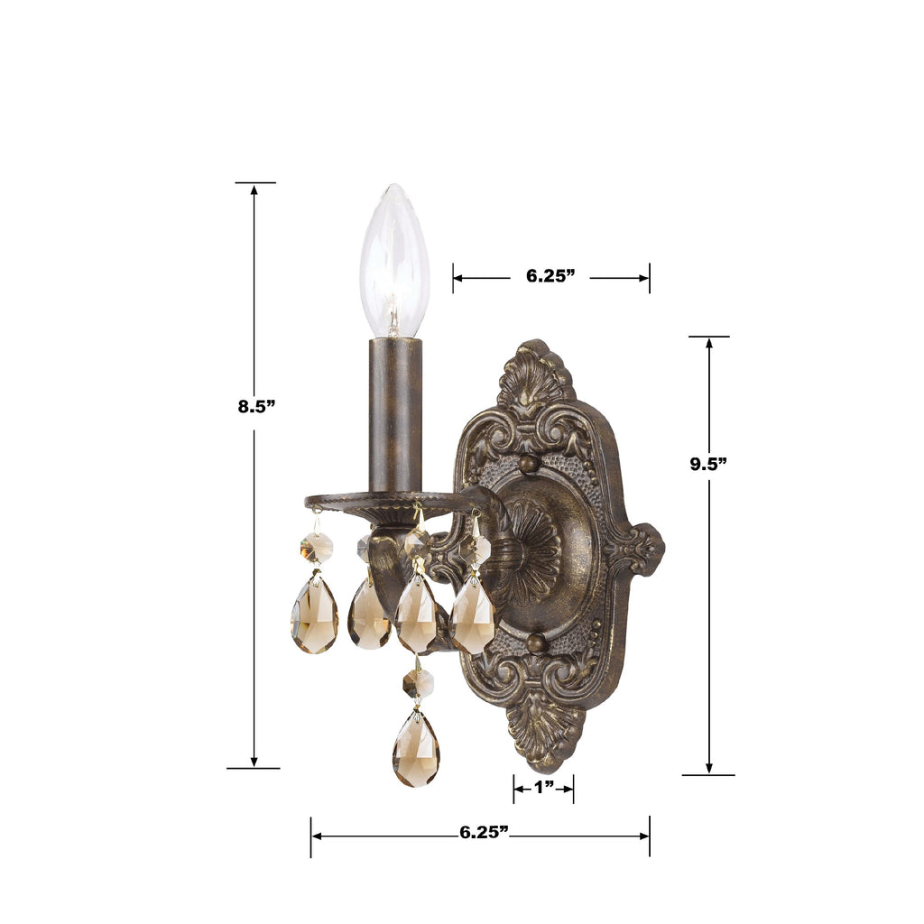 ##Antique Hardware## Paris Market 1 Light Clear Crystal Venetian Bronze Sconce