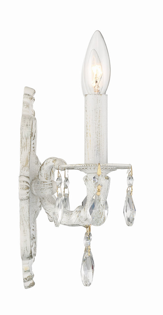 ##Antique Hardware## Paris Market 2 Light Clear Crystal Antique White Sconce